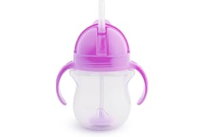 Munchkin Click Lock Tip & Sip Strohhalmbecher | Trinklernbecher mit Strohhalm für Kleinkinder | BPA-frei | Auslaufsicher | Mit Gewichtstrohhalm | 207 ml | Lila