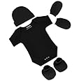 ARVESA New Born Baby Clothes Set 0-3 months Pack of 4 Rompers Upto 12 Months Baby Dress for Born 0-3 Months with Rompers, Caps Mittens and Booties For New Born Baby