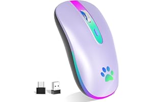 KBCASE Mouse Wireless Ricaricabile,Bluetooth Mouse Senza Fili 2,4 GHz con Mini Ricevitore USB e Tipo-C Mauser Gaming Wireless con 7 RGB Colori per PC,Laptop,Computer,Mac,Notebook,Windows,Andriod