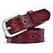 Produktbild Yzibei Wild Hohle Ledergürtel für Frauen, weiche Leder Damen Gürtel mit Dornschließe (Farbe : Red Brown)