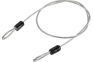 TOP-VIGOR 1Pcs Security Steel Cable, 2.5mm x 0.5m / 1.64ft Coated Safety Wire Rope Double Loop Flexible Security Cable Lock for Outdoor Travel Luggage Bike, Transparent