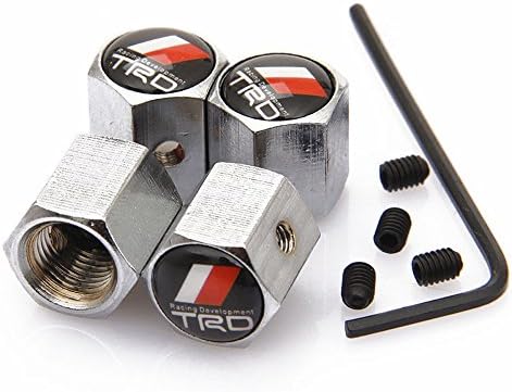 Toyota TRD Chrome Tyre Valve Dust Cap With Anti theft Key Metal