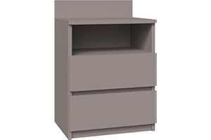 CDF M1 Malwa Bedside Table | Colour: Clay (Grey) | Ideal for Bedrooms, Children's Rooms, Teenagers | Easy Assembly | Two Spacious Drawers | Handle-Free Drawers