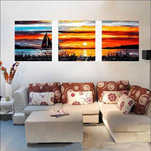 Paint by number digital oil painting Hand-painted oil painting triple pattern for sitting room (40*50, color1)