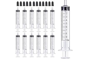 Gufastoe 20pcs 10ml Asettico Siringa(Senza Ago) con Tappi,Siringa di Plastica,Siringhe Monouso per l'alimentazione di Piccoli Animali Domestici e Laboratorio di Scienze ECC