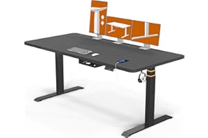 Flamaker 3-Fach Schreibtisch Höhenverstellbar Elektrisch 180 x 80 Höhenverstellbarer Schreibtisch Tischgestell 74-133cm mit Memory-Steuerung, USB-Buchse, Rollen, Häkche (Schwarz)