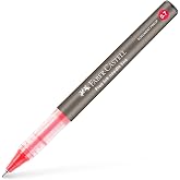 Faber-Castell Free Ink Roller Pen 0.7, Red, Indelible Permanent Ink, Needle Tip, Fluent Writing, Ink Display