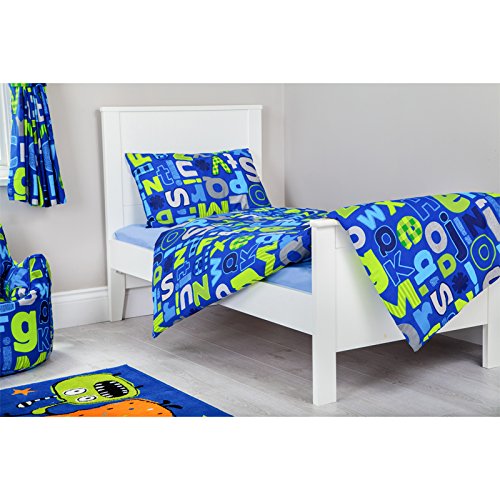 Alphabet Design Children's Cot Bed Junior Toddler Size Duvet Cover Set 120cm x 150cm with Pillowcase