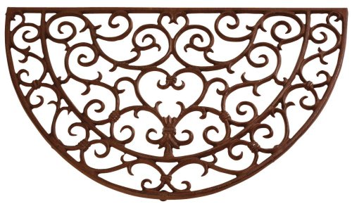 Esschert Design Schmutzfangmatte, Fußmatte in antik aus Gusseisen, halbrund, ca. 69 cm x 41 cm