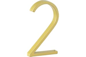 HASWARE Número De Casa Flotante: 5 Pulgadas (12cm) Números De Puertas Modernos - SeñAlizacióN Para La Oficina De Correos De La Calle (2, Dorado)