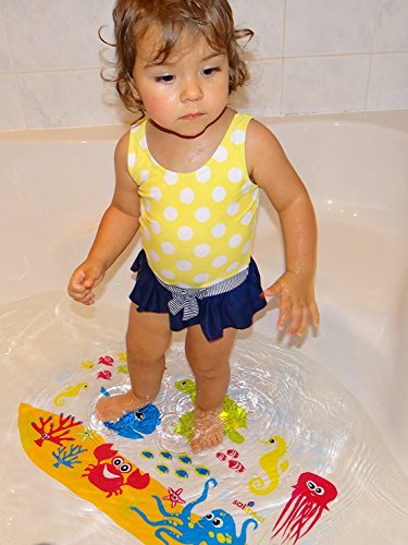Salinka Rutschfeste Badematte Ozean – FREI von Phatalaten und Blei – Rutschfeste Matte für Badewanne und Dusche – aus strapazierfähigem mehltau- und schimmelresistentem PVC – viele starke Saugnäpfe – praktische Tasche für einfachen Transport – kostenloses E-Book - 4