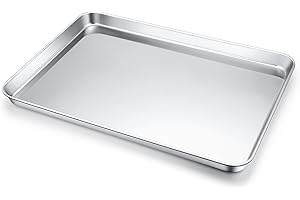 Onader Prostokątna taca do piekarnika ze stali nierdzewnej, forma do pieczenia, do pieczenia, gotowania, serwowania, nadaje się do mycia w zmywarce i trwała, 40,5 x 30,5 x 2,5 cm
