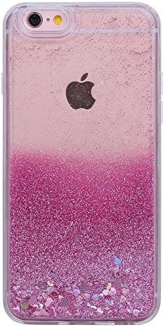 iPhone 6S Case, Glitter Bling Sparkles Flowing Liquid Anti Scratch Hard Protective Case for iPhone 6 6S, 4.7inch, Rose Red Color