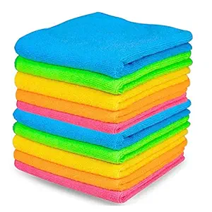 AllExtreme EXFLD13 Lint Free and Streak Free Microfiber Cleaning Clothes Super Dust Absorbent Towel for Car Motorcycle Home and Kitchen (Multi Colored, 40 x 40 cm, 10 Pcs)
