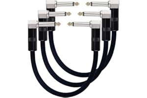Rayzm Cavi Patch per Effetti per Chitarra/Basso 6,35mm, Cavetto per Pedaliera, ad angolo Maschio/Maschio. Cavetto per Strumenti Musicali TS Mono per Chitarra/Basso Pedaliera Effetti,3 unità,15cm