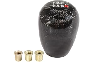 muge racing Gear Shift Knob Carbon Fiber 6 Speed Shifter Knob Universal for Most Cars with 3 Adapters(8mm/10mm/12mm)