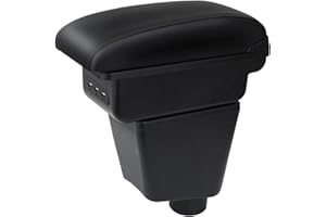 YJYWZH Voiture Accoudoirs Pour Renault Captur 2013-2016 Boîte de Rangement de La Console Centrale Interieure Double Couche avec 3 ports de charge USB Surpiqûres noires