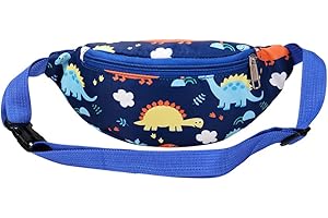 RMEET Sac Banane Dinosaure,Sac Banane pour Enfants Sac de Ceinture Tissu Nylon Sac de Poitrine à Bandoulière pour Enfants Grils Garçons Course Randonnée Voyage Sports