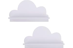 CWOne Designs Cloud Shelves for Nursery Or Bedroom - Pair of Handmade Kids Nursery Shelves. 2 x Floating Bedroom Baby Book Shelf