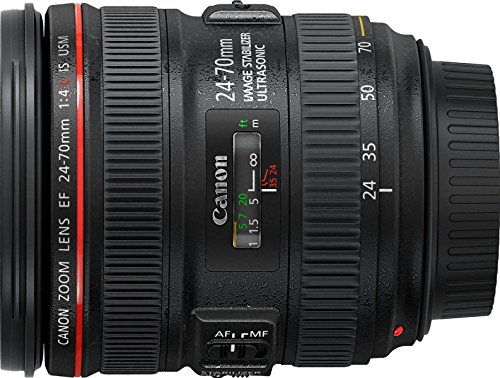 Canon EF 24-70mm f/4L IS USM - Objetivo para Canon (Distancia Focal 24-70mm, Apertura f/2.8-22, Zoom óptico 2.8X,estabilizador, diámetro: 77mm) Negro