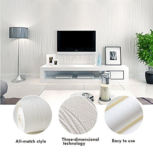 KINLO® Vliestapeten Wohnzimmer selbstklebend Beige 5mX53cmx0.092cm (LxBxH) für wohnzimmer Wandaufkleber Kinderzimmer Vliestapeten 3D Effekt Wandtapete aus Top Qualitaet Vlies keine Geruch Schlafzimmer Wandtatoo 10 Jahren Lebensdauer fototapete wallpaper