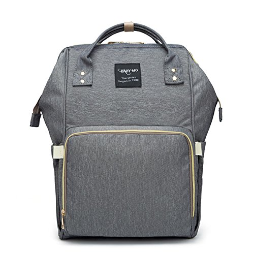 Preisvergleich Produktbild Baby Wickelrucksack Wickeltasche mit Wickelunterlage Multifunktional Segeltuch Große Kapazität Babytasche Kein Formaldehyd Reisetasche für Unterwegs(Grau)