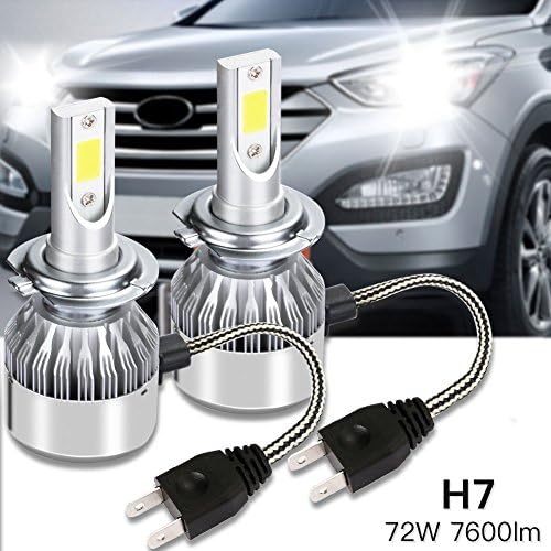 MARVTEK 2x H7 LED Headlight Bulbs COB Chip 72W / 7600lm Car LED Headlight Bulbs Lamp Conversion Kit 12v Replace for Halogen or HID Bulbs.