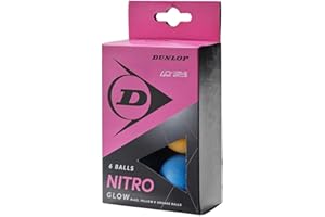 Dunlop Nitro Glow 6 Table Tennis Balls multicoloured, Recreational Player Training Balls
