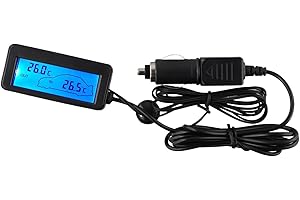SISINKAL Thermomètre de voiture à affichage numérique LCD 12 V, jauge de température intérieure et extérieure pour tous les véhicules 12 V, pour une surveillance précise de la température dans les voitures