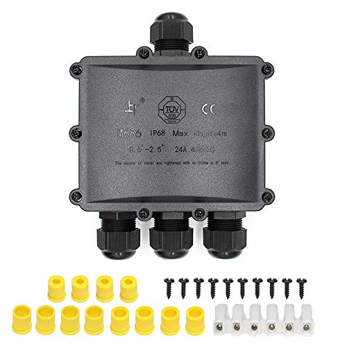 Preisvergleich Produktbild Abzweigdose, Verbindungsdose, HUYU 4 Wege Junction Box, IP68 Wasserdichte Verteilerdose, Kabelverbinder Aussen, Elektrischer Außenverteilerdose, Erdkabel Klemmdose, Kabeldurchmesser Ø 4mm-14mm, 4 Wege