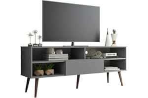 Madesa Mueble TV, Mesa Moderna para Salón y Dormitorio con 2 Puertas para TV de 65', 150 x 38 x 58 cm, Madera - Gris (60048I1CF)
