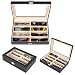 Produktbild PRASACCO Brillenbox für 8 Paar mit Glasfenster Kastenbrillen Sonnenbrillekasten Aufbewahrungsbox aus PU Leder 33.5x22.5x8cm Schwarz