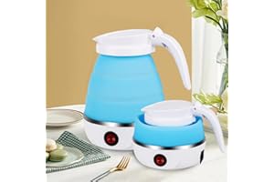 HOMRIA-APPLIANCE Electric Kettle Portable Folding Kettle Mini Folding Electric Kettle 600ML Suitable for Home Travel and Camping (Blue)