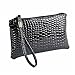 Produktbild Damen Frauen Mädchen Leder Clutch Handtasche Tasche Geldbörse (Black)