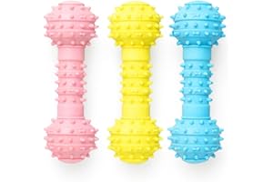 ATKIN BROTHERS Dog Chew Toys Dog Toys Dumbbell Dog Toy Puppy Chew Indestructible Pets Boredom Breaker for Dogs Dental Dog Chew Bones Teething Gentle Graduate Non Toxic Rubber Assorted Color 14.5 Cm (1 Count)