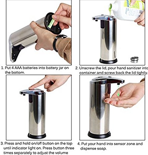 Itian Automatischer Seifenspender Touchless Handsfree Edelstahl Flüssigkeit Infrarot-Sensor-Seifenspender, Ideal für Badezimmer oder Küche - 2