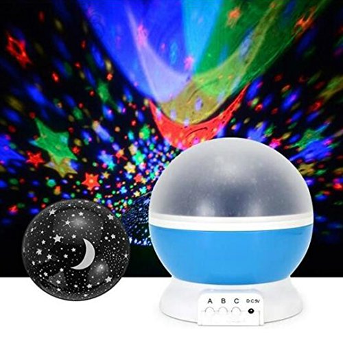 Original Star Master 2.0 I Rotierender 360 Grad Sternenhimmel Projektor mit 2 Traumaufsätzen und Nachtlich I Kabel-und Batteriebetrieb I Farbe: Himmelblau - 2