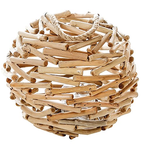 CH Trading 'Wind Light with Kalmar Driftwood Natural with Cord Handle And Glass Cylinder (12 x 12 cm) Height: 43 cm Diameter 46 cm