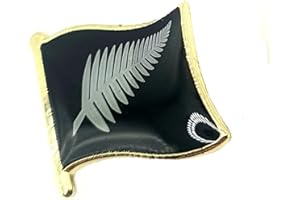 SNS COMPONENTS Nowa Zelandia srebrna paproć wszystkie czarne metalowa flaga państwa symbol przypinka odznaka, Metal