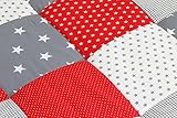BEBILINO ® Baby Krabbeldecke Spieldecke & Laufgittereinlage 100×100 cm / 120×120 cm / 140×140 groß und weich gepolstert ROTE STERNE - 3
