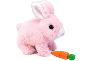 FYKERO Rabbit toys for Kids- Realistic Plush Rabbit Toys with Carrot,Electronic Stuffed Bunny Plush Toy with Sounds and Movements, Gifts for Girls and Boys