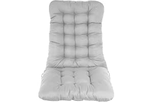 JETCLOUD Garden High Back Chair Cushion, 120x50CM Soft Thick Sun Lounger Recliner Cushion Non-slip Portable Garden Patio Padded Chair Seat Pads for Indoor Outdoor Travel Holiday Beach, No Chairs (Grey)