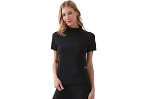 Sillictor Womens Rash Vest High Neck UPF 50+ Sun Protection Short Sleeve Swim Tops Women Rash Guard Swimwear Shirts for Water Sports Surfing,Quick Dry Breathable