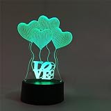 Conwea 3D Tisch Licht Lampe 3D optische Illusion Liebe Modell Nacht 7 Farbe ändern USB Touch Button LED Tisch Tisch Lampe Lampe - 7