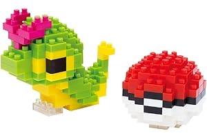 KAWADA nanoblock NBPM010 Pokemon Caterpie & Poké Ball, Colourful