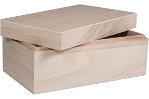Rayher 62815000 Natural Wood Box with Lid for Craft, DIY Wooden Keepsake Box, 20 x 12 x 9 cm