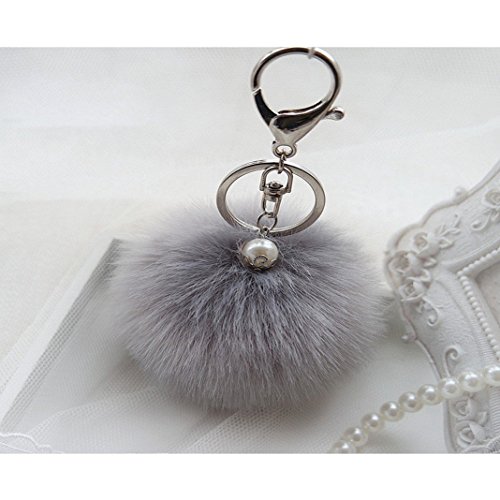 Preisvergleich Produktbild Culater Kreative Bunte Weiche Plüsch Pelz Ball Schlüsselanhänger Tasche Plüsch Auto Schlüsselanhänger Auto Schlüsselanhänger (Gray)