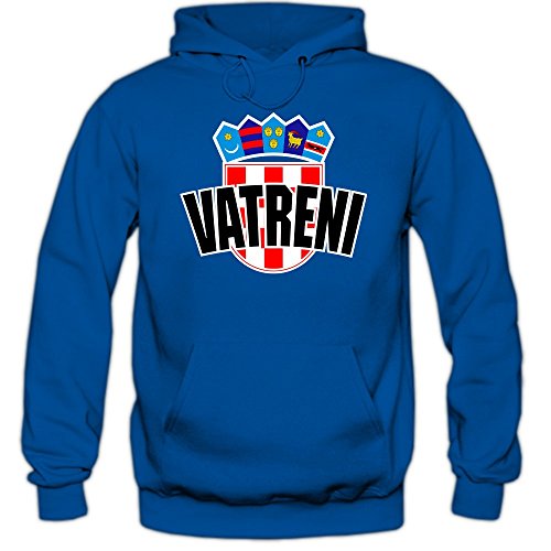 Kroatien WM 2018#4 Kapuzenpullover Herren HRVATSKA Kockasti Trikot Nationalmannschaft, Farbe:Blau (Royalblue F421);Größe:XL