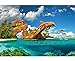 Produktbild Puzzle 1000 Teile -  Delfin - Paradies / Ozean  - Zeichnung - Gemälde / Unterwasser Fische - Tropen / Südsee - Traumstrand - Delfine - Meerestiere - Meer / ..