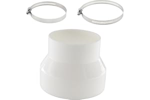 AUEIIKE Riduttore di condotta, riduttore di condotti dritti da 100 mm a 75 mm in ABS, adattatore per condotta riduttore con 2 fascette in acciaio inossidabile per tubo di ventilazione connettore di riduzione
